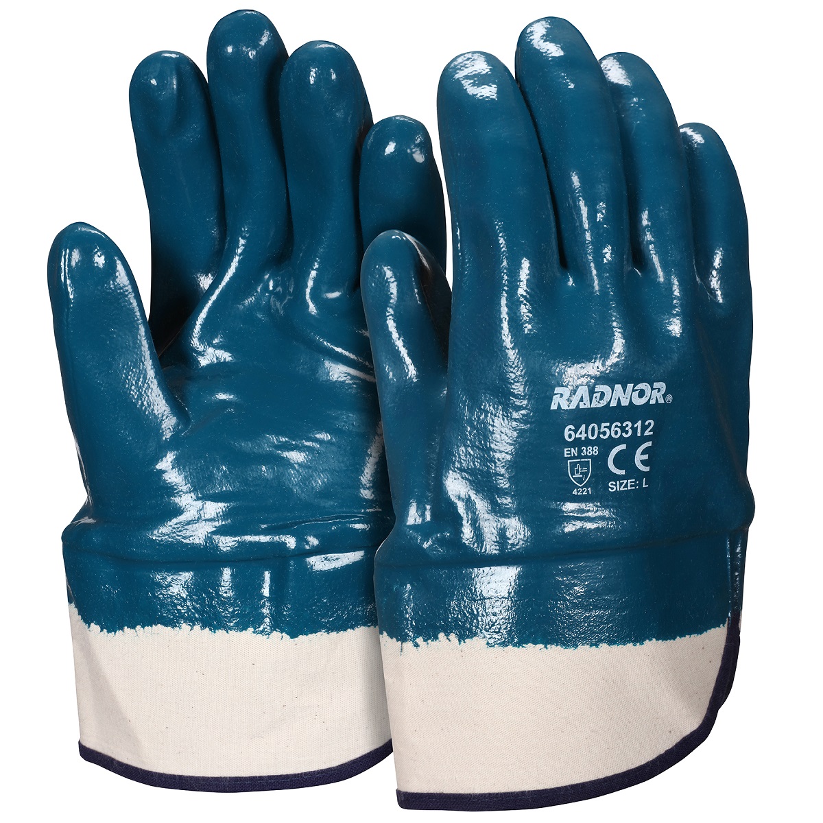 Radnor Large Black Foam Nitrile Palm Coated Gloves with 13 Gauge Gray Seamless Nylon Liner