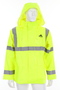 MCR Safety Large Flourescent Yellow/Green Big Jake II PVC / Meta-Armid Flame Resistant Rain Jacket With Attached Hood (HRC2 / CAT2 ARC Rating)