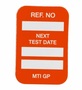 Brady® 1 3/4" X 1 1/4" White/Orange MicroTag® Polyester Identification Tag "REF. NO: NEXT TEST DATE:"