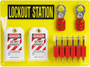 Brady® Yellow Acrylic Lockout Station (6 Locks Keyed Differently) "LOCKOUT STATION"