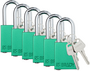 Brady® Green Aluminum/Steel Padlock (6 Locks Keyed Alike)