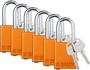 Brady® Orange Aluminum/Steel Padlock (6 Locks Keyed Alike)