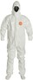 DuPont™ Small White Tychem® 4000 12 mil Chemical Protective Coveralls (With Respirator Fitting Hood, Elastic Wrists And Attached Socks)