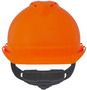 MSA Orange V-Gard® Polyethylene Cap Style Hard Hat With Ratchet/6 Point Ratchet Suspension