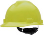 MSA Hi-Viz Yellow Green V-Gard® Polyethylene Cap Style Hard Hat With Ratchet/4 Point Ratchet Suspension