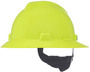 MSA Hi-Viz Yellow Green V-Gard® Polyethylene Full Brim Hard Hat With Ratchet/4 Point Ratchet Suspension