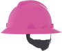 MSA Pink V-Gard® Polyethylene Full Brim Hard Hat With Ratchet/4 Point Ratchet Suspension