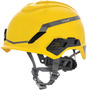 MSA Yellow V-Gard® H1 HDPE Cap Style Climbing Helmet With Ratchet Suspension