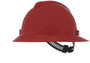 MSA Red V-Gard® Polyethylene Full Brim Hard Hat With Pinlock/4 Point Pinlock Suspension