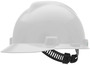 MSA White V-Gard® Polyethylene Cap Style Hard Hat With Pinlock/4 Point Pinlock Suspension