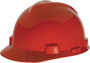 MSA Red V-Gard® Polyethylene Cap Style Hard Hat With Pinlock/4 Point Pinlock Suspension