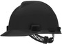 MSA Black V-Gard® Polyethylene Cap Style Hard Hat With Pinlock/4 Point Pinlock Suspension