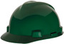 MSA Green Super V Polyethylene Cap Style Hard Hat With Ratchet/4 Point Ratchet Suspension