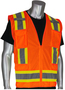 Protective Industrial Products Medium Hi-Viz Orange PIP® Mesh, Solid And Polyester Eleven Pocket Surveyors Vest