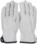 Protective Industrial Products Small White Goatskin Grain Leather Palm Gloves With Leather Back And Slip-On Cuff