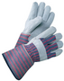 RADNOR™ Large Blue Economy Grade Split Leather Palm Gloves With Canvas Back And Gauntlet Cuff