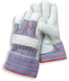 RADNOR™ Large Blue Economy Grade Split Leather Palm Gloves With Canvas Back And Safety Cuff