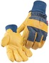 Black Stallion® Large Tan And Blue Cotton, Pigskin And Polyester Polyester Lined Cold Weather Gloves