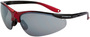 Radians Brigade Half Frame Shiny Black and Red Safety Glasses With Silver Mirror Polycarbonate Hard Coat Lens