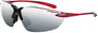 Radians Sniper Shiny Black and Burgundy Red Safety Glasses With Silver Mirror Polycarbonate Hard Coat Lens