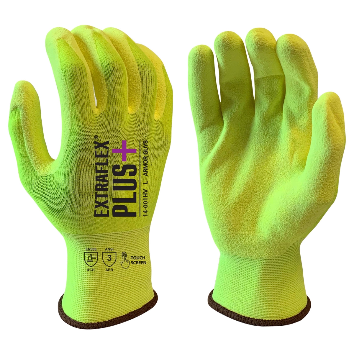 Hi-Vis Polyurethane-Coated Work Gloves, Large