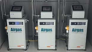 A row of three Airgas gas mixers.