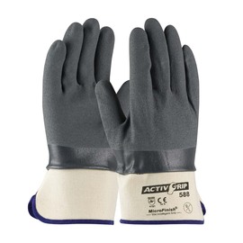 Protective Industrial Products Large Gray ActivGrip™ Cotton Lined Supported Nitrile Chemical Resistant Gloves