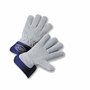 Protective Industrial Products Small Blue Premium Split Leather Palm Gloves With Leather Back And Rubberized Safety Cuff