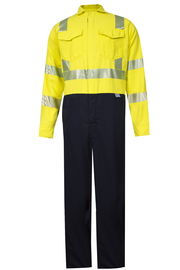 National Safety Apparel 2X Hi-Viz Yellow And Blue VIZABLE® FR Modacrylic Blend/Ultrasoft® Coveralls