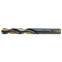 Drillco Nitro Series 350N 5/32" X 2 3/4" Black And Gold Oxide HSS General Purpose Heavy Duty Mechanics Length Drill Bit With 3-Flat Round Shank And 1 11/16" Spiral Flute