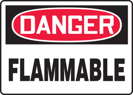 Accuform Signs® 10" X 14" Red/Black/White Adhesive Vinyl Safety Sign "DANGER FLAMMABLE"