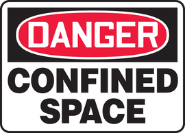 Accuform Signs® 10" X 14" Red/Black/White Adhesive Vinyl Safety Sign "DANGER CONFINED SPACE"