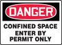 Accuform Signs® 10" X 14" Red/Black/White Plastic Safety Sign "DANGER CONFINED SPACE ENTER BY PERMIT ONLY"