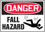 Accuform Signs® 10" X 14" White/Red/Black Plastic Safety Sign "DANGER FALL HAZARD"
