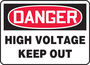 Accuform Signs® 10" X 14" Red/Black/White Adhesive Vinyl Safety Sign "DANGER HIGH VOLTAGE KEEP OUT"