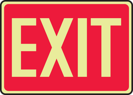 Accuform Signs® 10" X 14" White/Red Glow-in-The-Dark Plastic Safety Sign "EXIT"