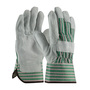 Protective Industrial Products Small Green Shoulder Split Leather Palm Gloves With Canvas Back And Rubberized Safety Cuff