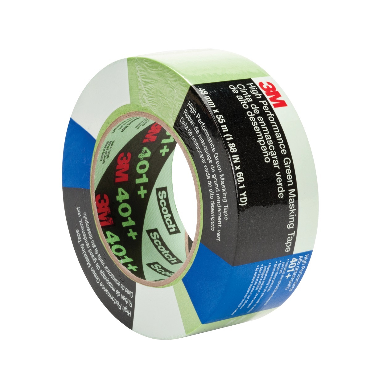 High Performance Green Masking Tape 401+, 24 mm x 55 m 6.7 mil, 24,  Roll/Case