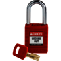 Brady® Red Nylon SafeKey Padlock (1 Lock Keyed Differently) "DANGER LOCKED OUT DO NOT REMOVE"