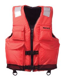 KENT Large - XL Orange Nylon Commercial PFD Elite Vest With Zipper and Buckle Closure And 4 Pockets