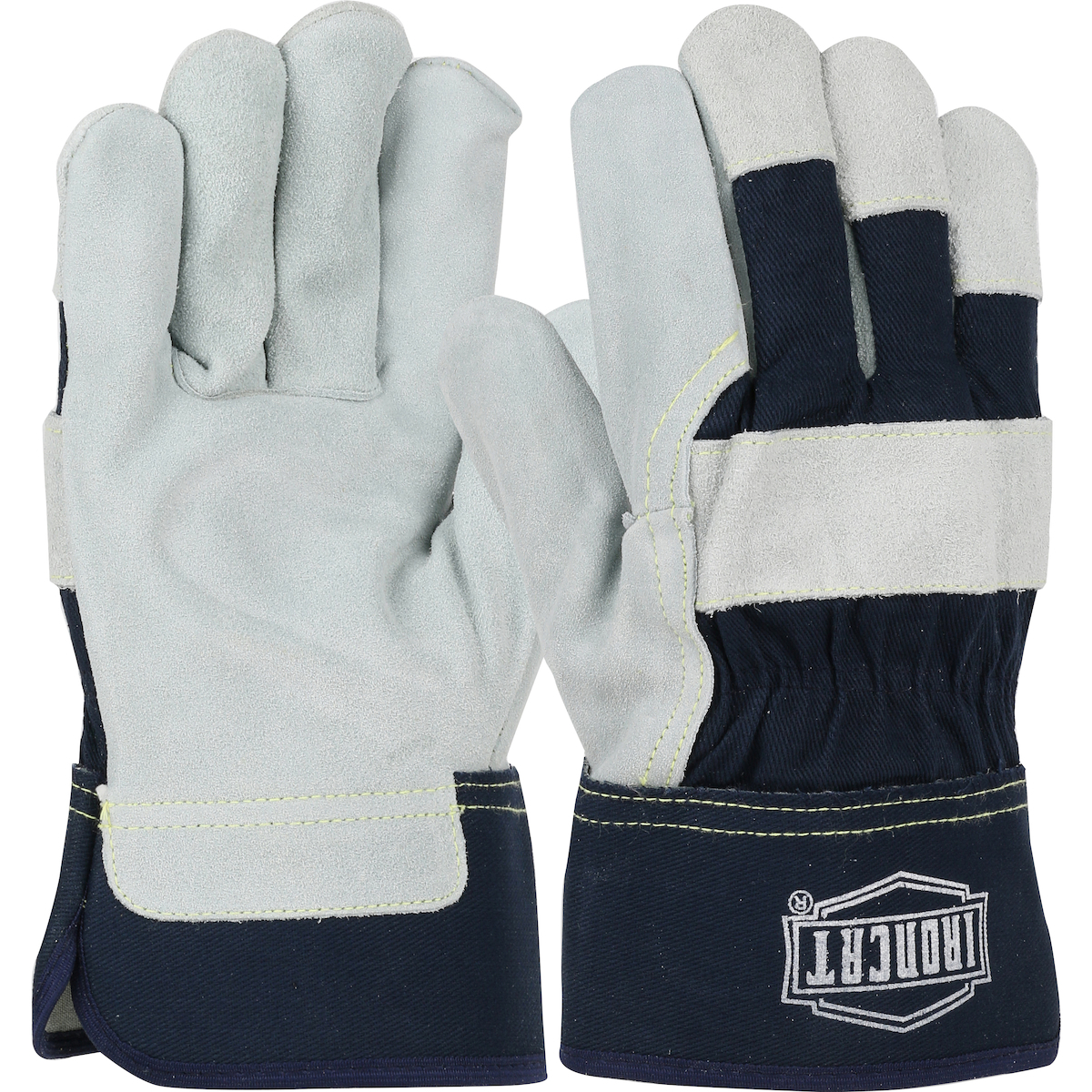 Airgas - PIP84-7632/XL - Protective Industrial Products X-Large Blue  Shoulder Split Leather Palm Gloves With Canvas Back And Gauntlet Cuff