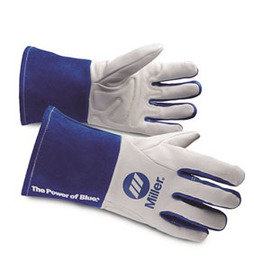 Miller® Medium 11 1/2" White And Blue Cowhide/Goatskin Unlined TIG Welders Gloves