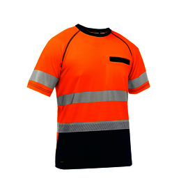 Protective Industrial Products X-Large Hi-Vis Orange Bisley® Fresche® Lightweight Cotton/Polyester Short Sleeve T-Shirt With Cotton Backing And Chest Pocket