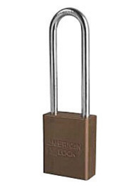 American Lock® Brown 1 1/2" X 3/4" Aluminum 5 Pin Safety Lockout Padlock With 1/4" X 3" X 3/4" Shackle (Keyed Alike)