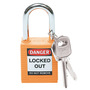 Brady® Orange Nylon Padlock (1 Lock Keyed Differently) "DANGER LOCKED OUT DO NOT REMOVE"