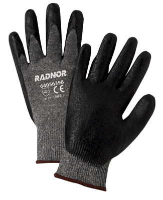 Radnor 64056929 X-Large Gray 13 Gauge High Denisity Polyurethane Cut Resistant Gloves with Seamless Knit Wrist, Polyurethane Palm Coating and HPPE