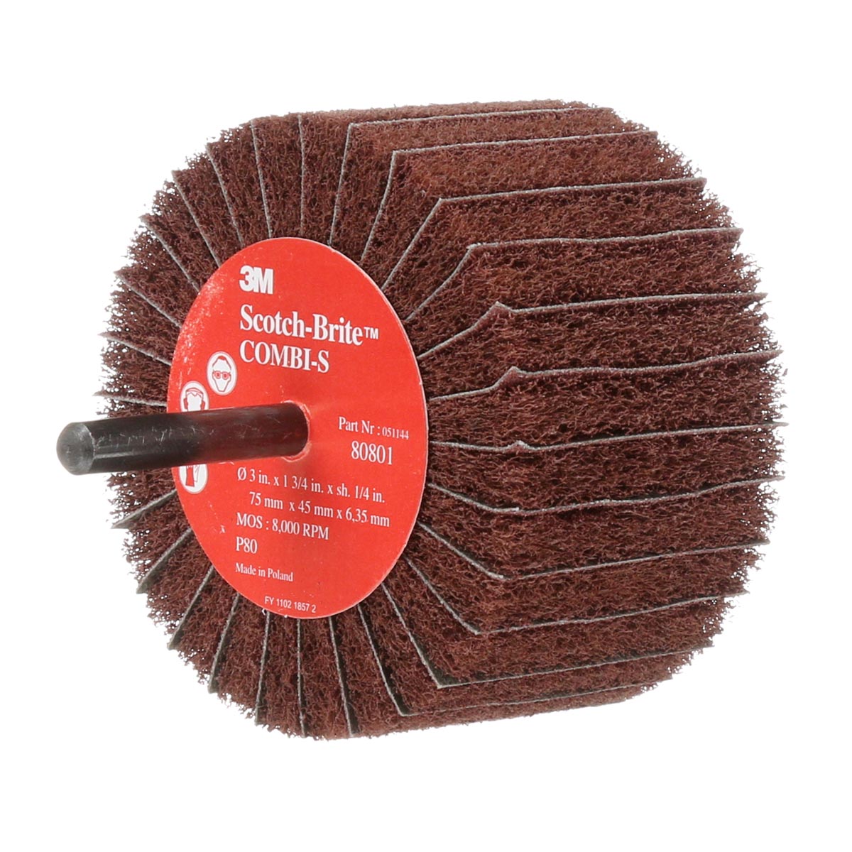 3M™ Scotch-Brite™ Cut and Polish Flap Brush, 3 x 1-3/4 x 1/4 MED Grit  Aluminum Oxide