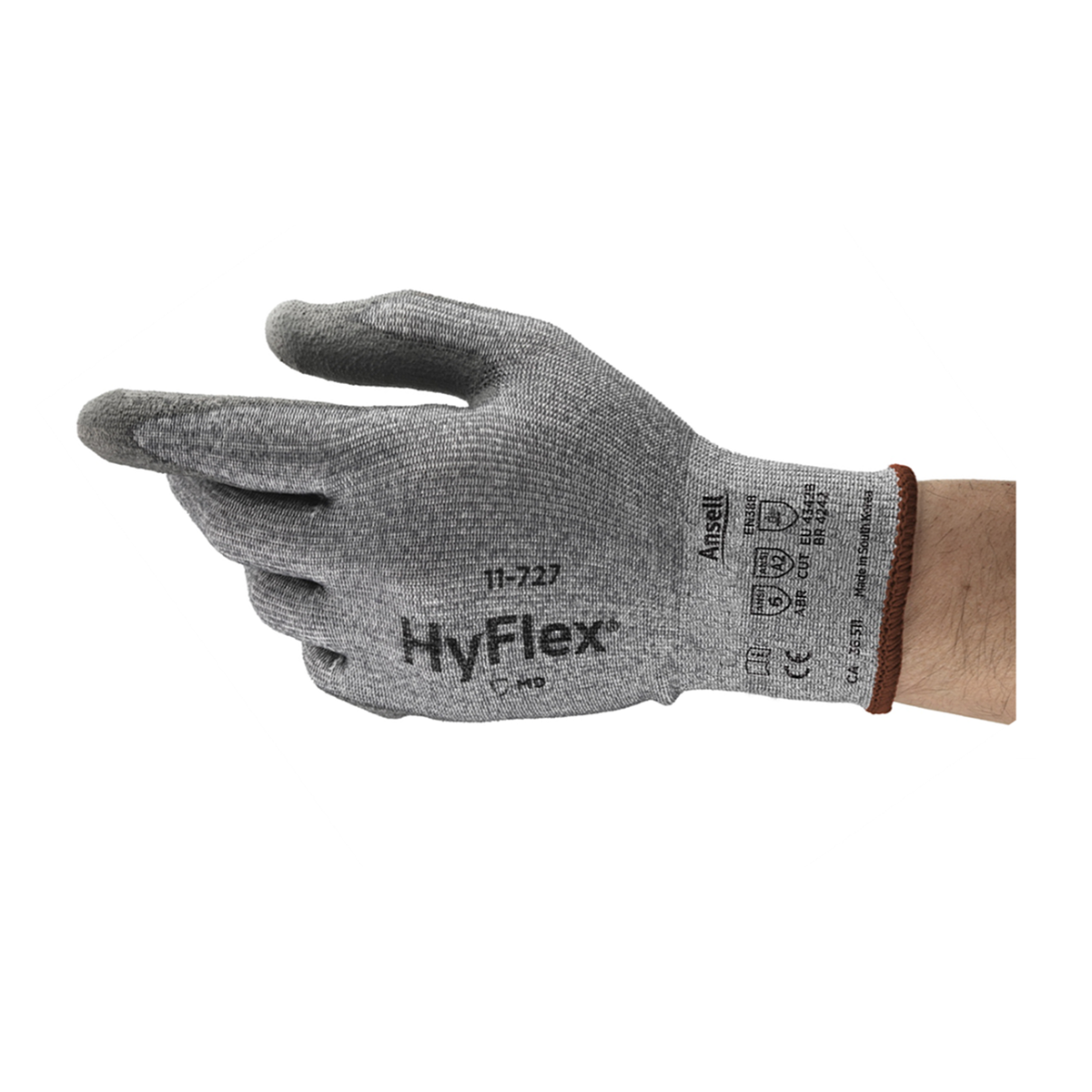 Airgas - ANE11-727-7 - Ansell Size 7 HyFlex® HPPE, Nylon And Spandex Cut  Resistant Gloves With Polyurethane Coating