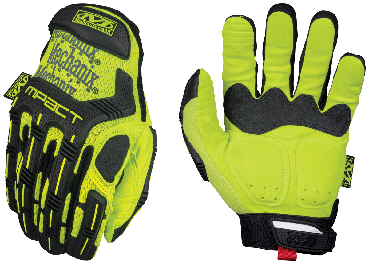 Mechanix Wear Size 10 Hi-Viz Yellow M-Pact Synthetic Leather And TrekDry  Full Finger Anti-Vibration Gloves With Hook And Loop Cuff, Large  (SMP-91-010) - Work Gloves 