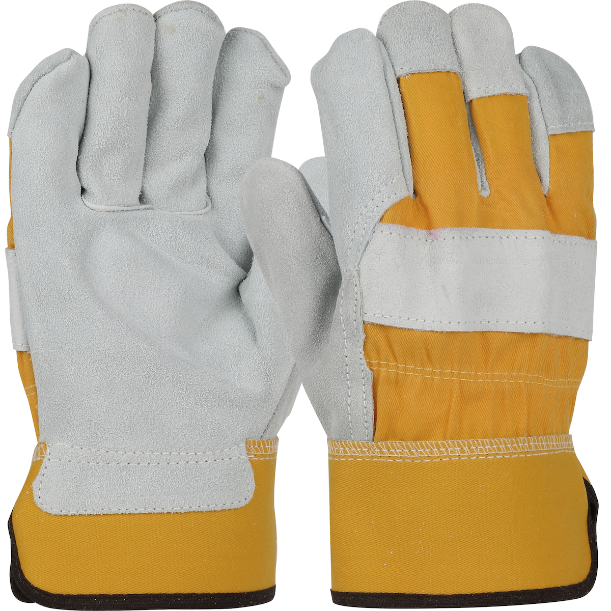 Airgas - PIP84-7632/XL - Protective Industrial Products X-Large Blue  Shoulder Split Leather Palm Gloves With Canvas Back And Gauntlet Cuff